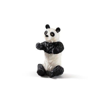 View full screen - View 1 of Lot 336. A dolomite and obsidian panda, 18 ct gold and diamond eyes, Manfred Wild, Idar-Oberstein (Germany), circa 1960 | Panda en dolomite et obsidienne,yeux en or 18 cts et diamants par Manfred Wild, Idar Oberstein (Allemagne), vers 1960.