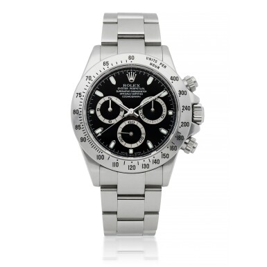 View full screen - View 1 of Lot 552. ROLEX | DAYTONA, REF 116520 STAINLESS STEEL CHRONOGRAPH WRISTWATCH WITH BRACELET CIRCA 2003.