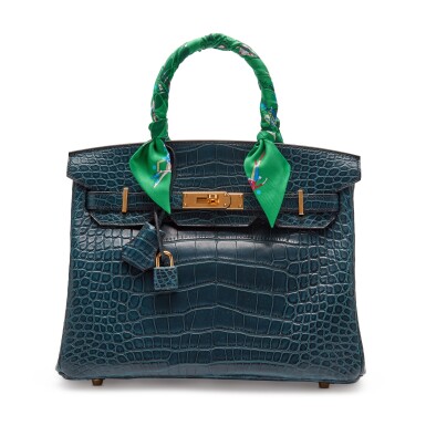 View full screen - View 1 of Lot 52. Vert Rousseau Matte Alligator Birkin 30 Gold Hardware, 2020.