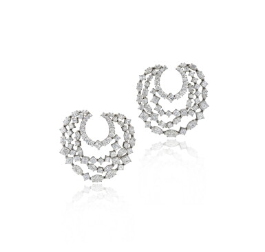View full screen - View 1 of Lot 1892. ‘Secret Combination’ Pair of Diamond Ear Clips | 海瑞 溫斯頓 | ‘Secret Combination’ 鑽石 耳夾一對.