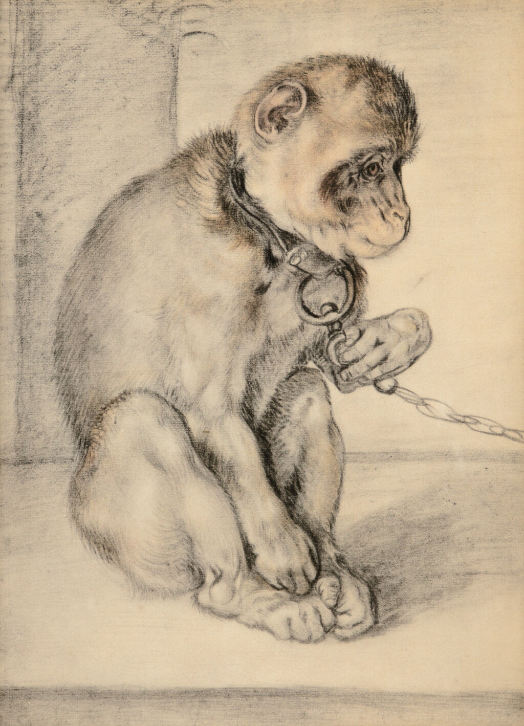 View full screen - View 1 of Lot 24. AFTER HENDRICK GOLTZIUS | A SEATED MONKEY ON A CHAIN.