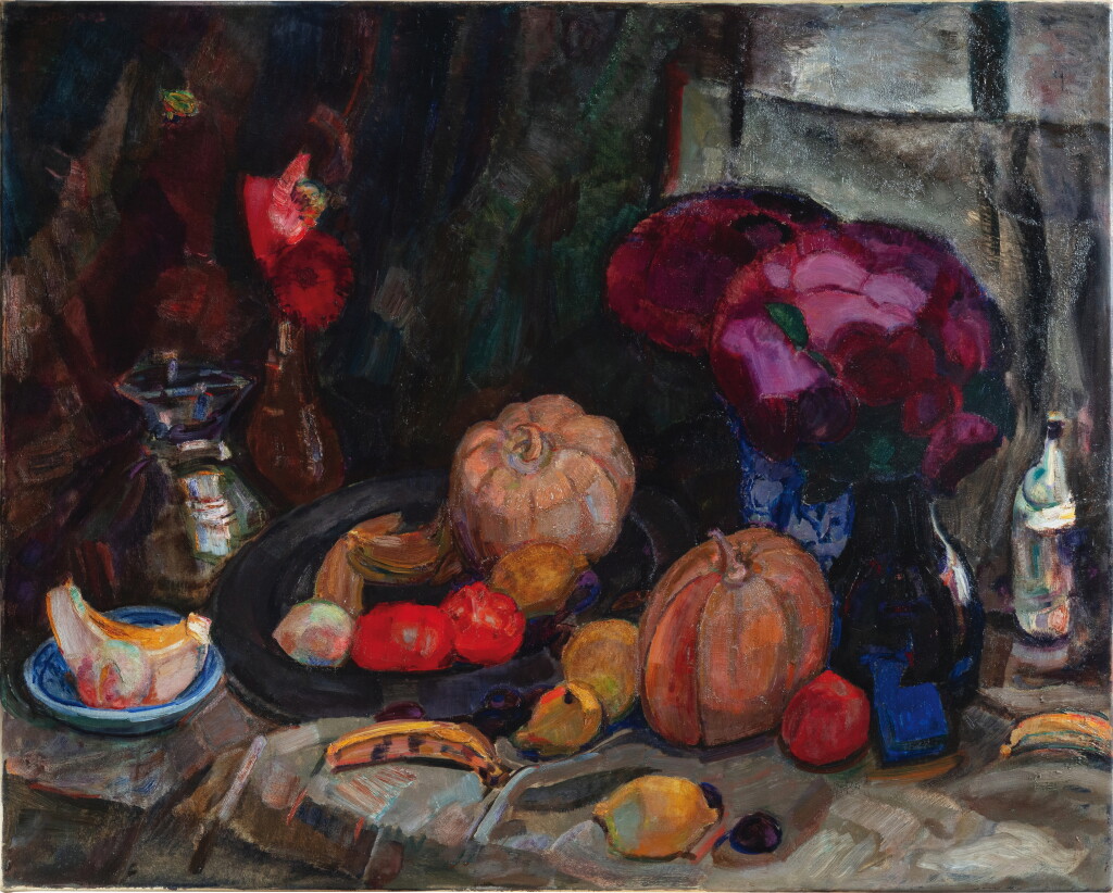 View full screen - View 1 of Lot 269. Still life with vase and pumpkins.