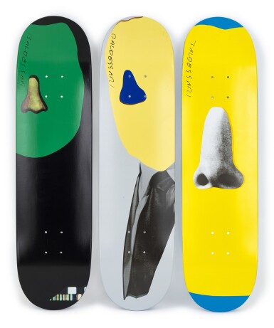 View full screen - View 1 of Lot 1114. JOHN BALDESSARI X SUPREME 約翰・巴爾代薩里 X Supreme | SET OF THREE SUPREME SKATEBOARD DECKS SUPREME 滑板(一套三件).