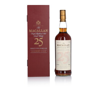 View full screen - View 1 of Lot 1030. The Macallan 25 Year Old Anniversary Malt 43.0 abv NV (1 bt 75cl).