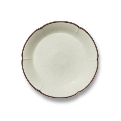 View full screen - View 1 of Lot 224. A carved 'Ding' 'floral' foliate dish, Northern Song dynasty.