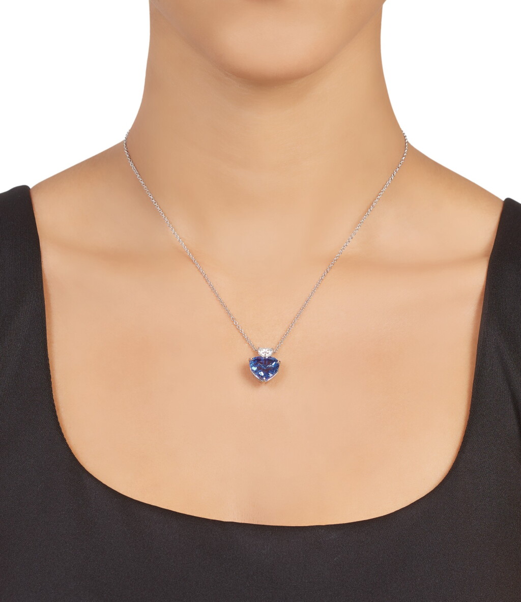 View full screen - View 1 of Lot 425. Sapphire and Diamond Pedant-Necklace.