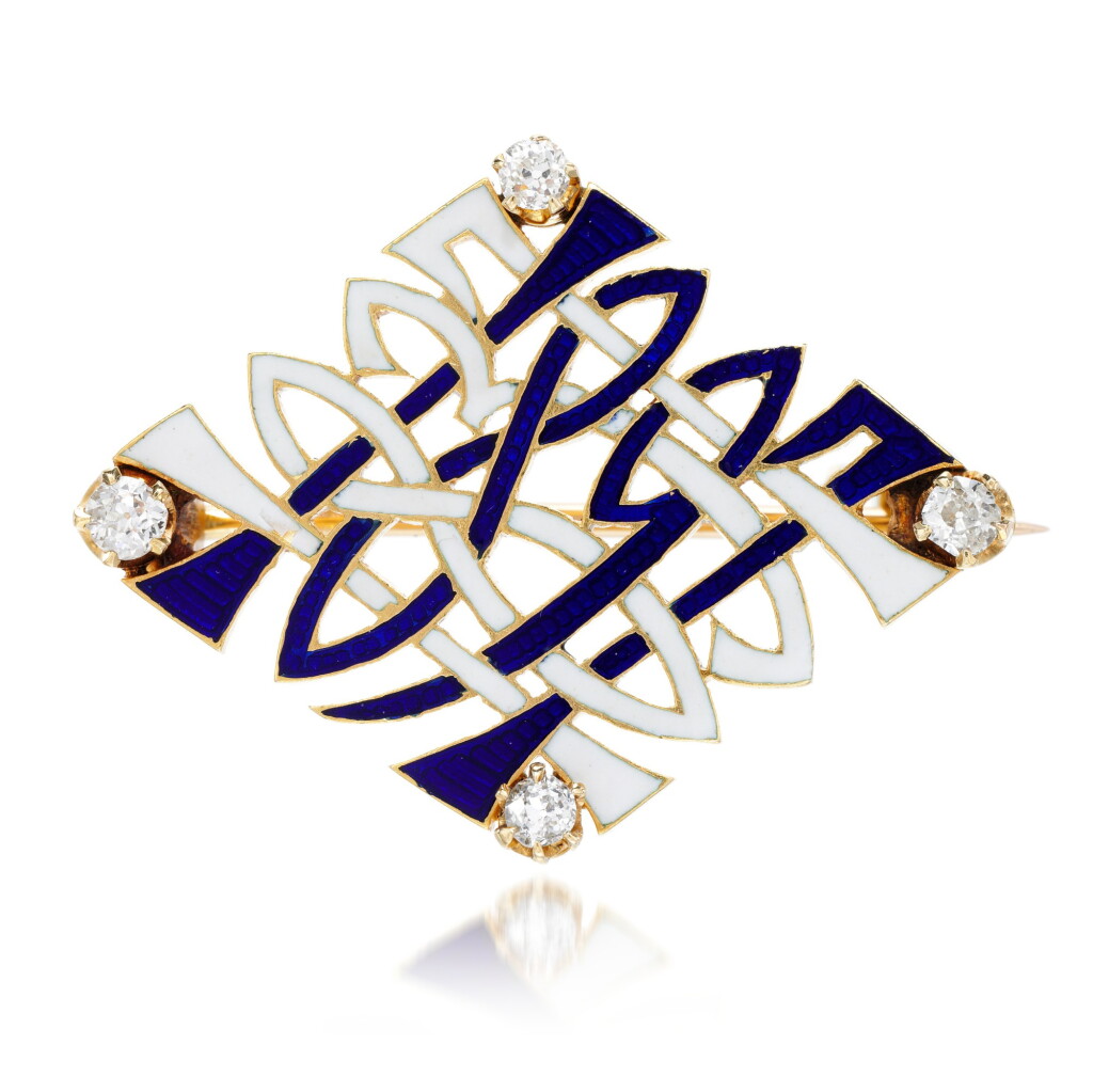 View full screen - View 1 of Lot 6. Enamel and diamond brooch, late 19th century.