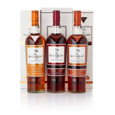 View full screen - View 1 of Lot 7043. The Macallan 1824 Series Mixed Lot (1 BT75, 2 BT70).