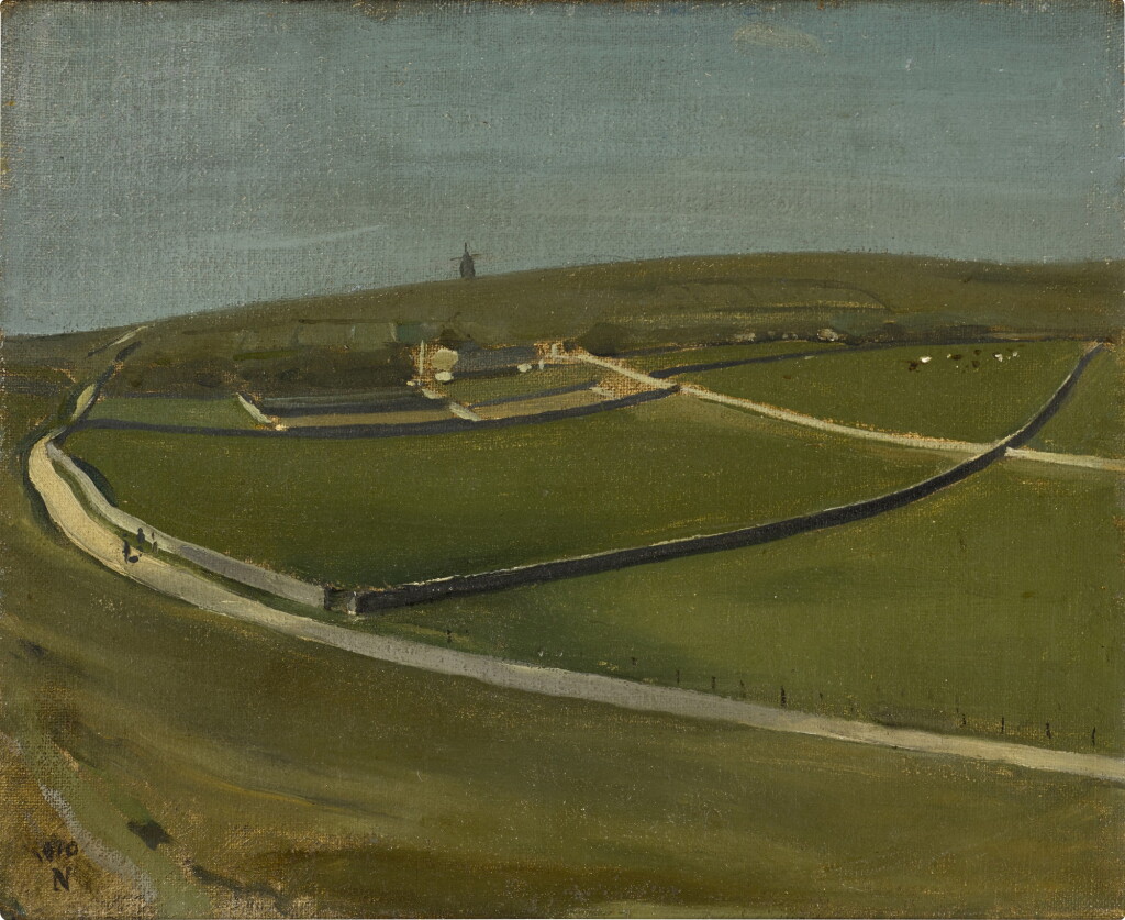View full screen - View 1 of Lot 236. The Downs with Distant Windmill, Rottingdean.