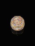 An enamel snuff box with jewelled gold mounts, possibly Southern German, dated 1671