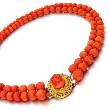 View full screen - View 1 of Lot 41. Coral necklace, 1860s.