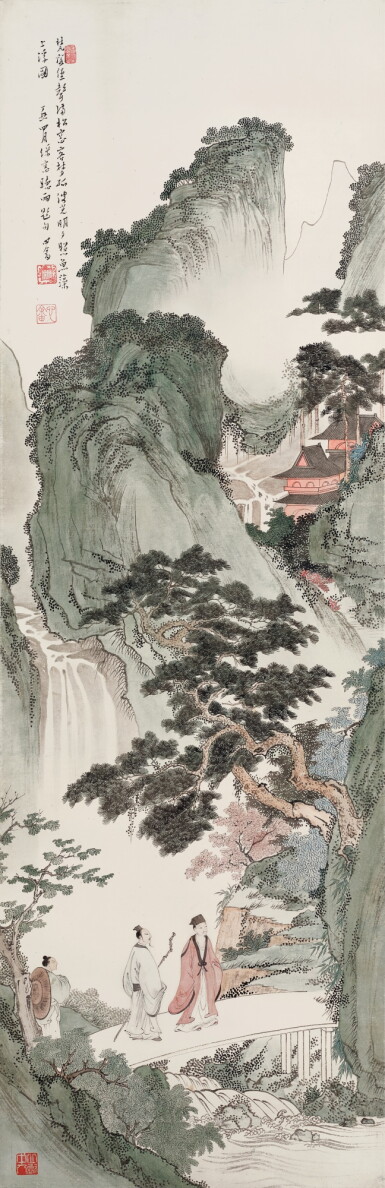 View full screen - View 1 of Lot 3027. 溥儒 梵閣松瀑 | Pu Ru, Visiting Temple in Mountain.