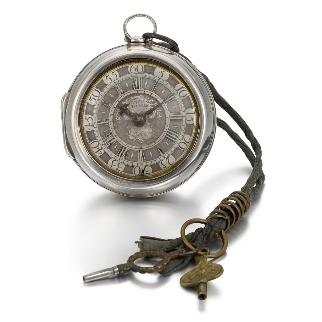 View full screen - View 1 of Lot 299. THOMAS TOMPION & EDWARD BANGER | A SILVER PAIR CASED VERGE WATCH, CIRCA 1704, NO.3658.