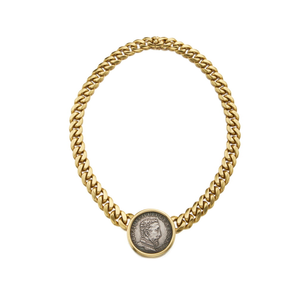 View full screen - View 1 of Lot 1. Gold and Antique Coin 'Monete' Necklace.