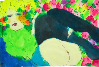 View full screen - View 1 of Lot 2002. Walasse Ting 丁雄泉 | Black stockings 黑色絲襪.