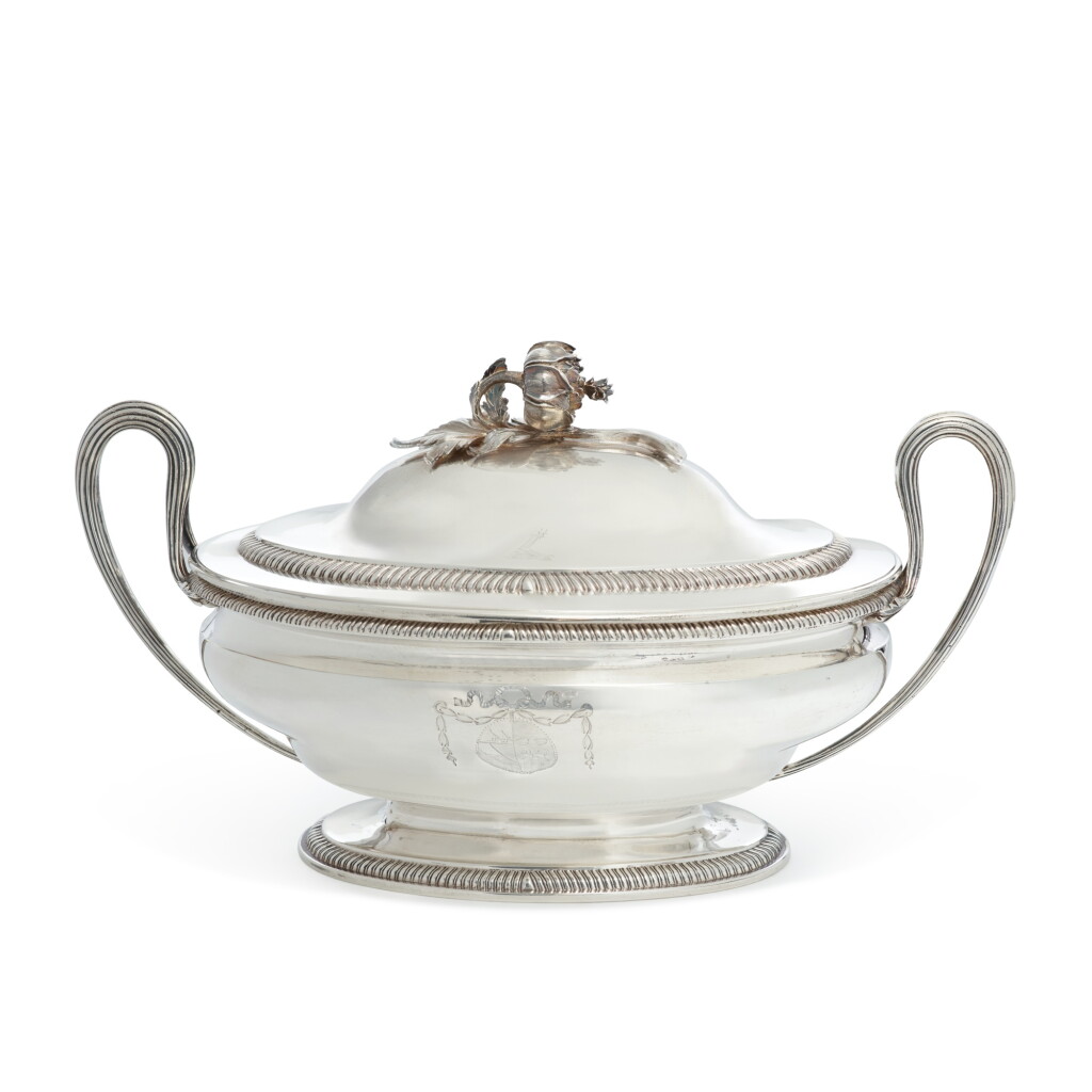View full screen - View 1 of Lot 398. A George III Silver Soup Tureen and Cover, Benjamin Laver, London, 1783.