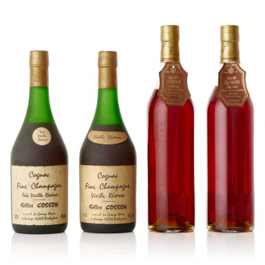 View full screen - View 1 of Lot 6824. Gilles Cosson Reserve Ancestrale Vintage Cognac Mixed Lot (2 BT70, 2 BT75).