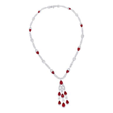 View full screen - View 1 of Lot 41. Graff | Ruby and Diamond 'Iris' Necklace.