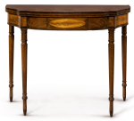 VERY FINE FEDERAL INLAID AND FIGURED MAHOGANY, ROSEWOOD AND BIRCHWOOD GAMES TABLE, ESSEX CO., MASSACHUSETTS, CIRCA 1800