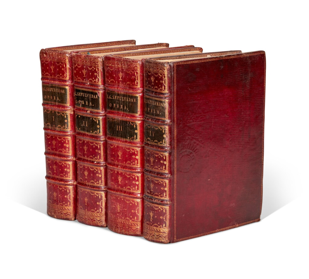 View full screen - View 1 of Lot 161. Sepúlveda, Opera, Madrid, 1780, 4 volumes, red morocco gilt by Gabriel de Sancha.