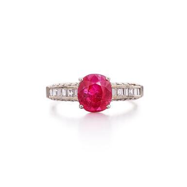 View full screen - View 1 of Lot 2830. Ruby and Diamond Ring | 2.18克拉 天然「緬甸」未經加熱紅寶石 配 鑽石 戒指.