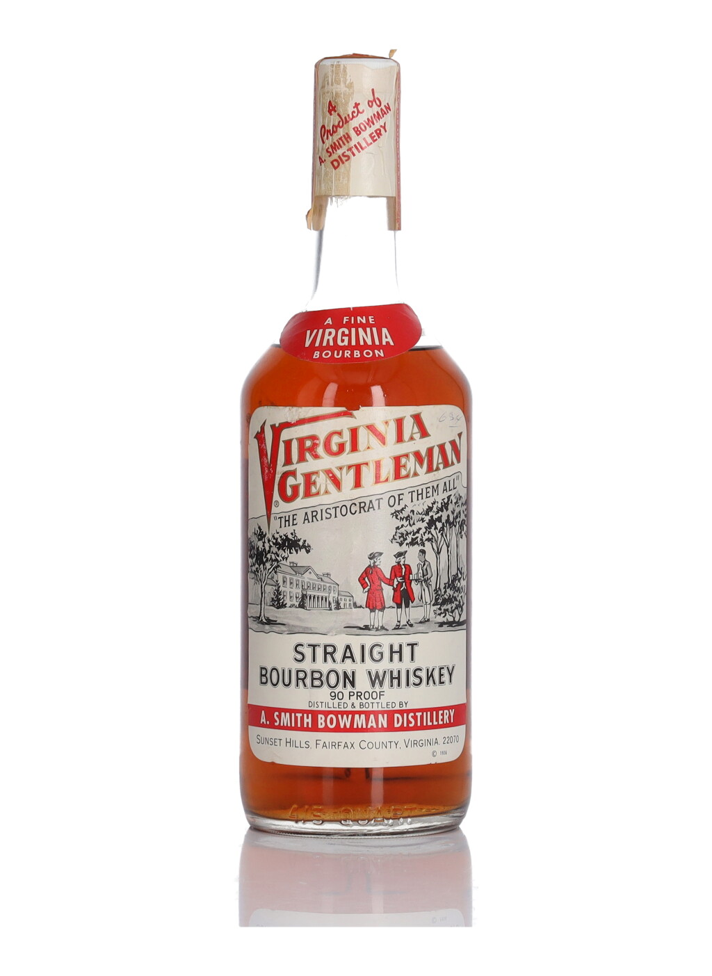 View full screen - View 1 of Lot 49. A. Smith Bowman Virginia Gentleman 4 Year Old 90 Proof NV (1 Bottle 4/5 Quart).