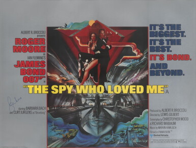 View full screen - View 1 of Lot 184. The Spy Who Loved Me (1977), poster, British, signed by Roger Moore.