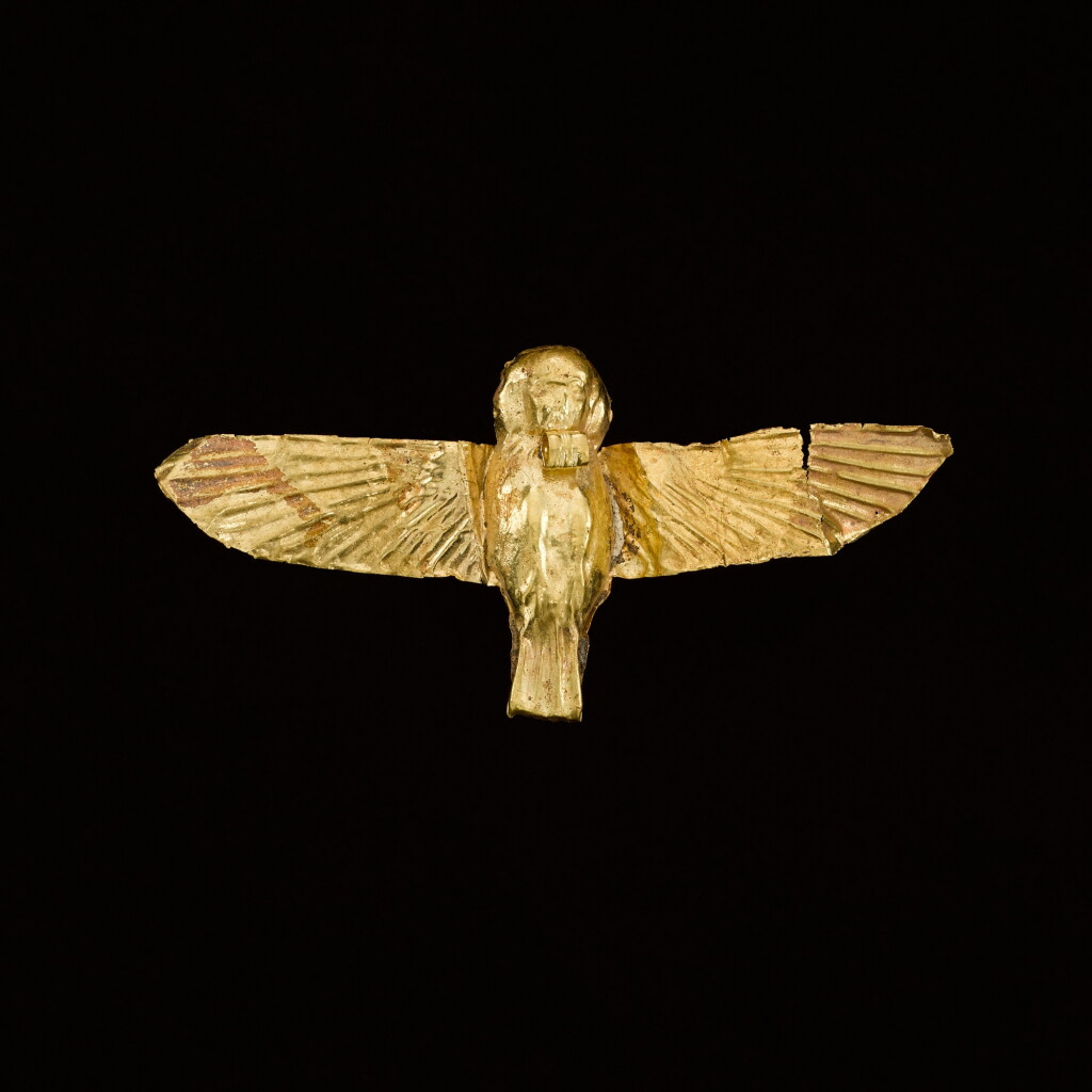 View full screen - View 1 of Lot 58. An Egyptian Gold Amulet of the Ba-bird, 30th Dynasty/Ptolemaic Period, 380-30 B.C..