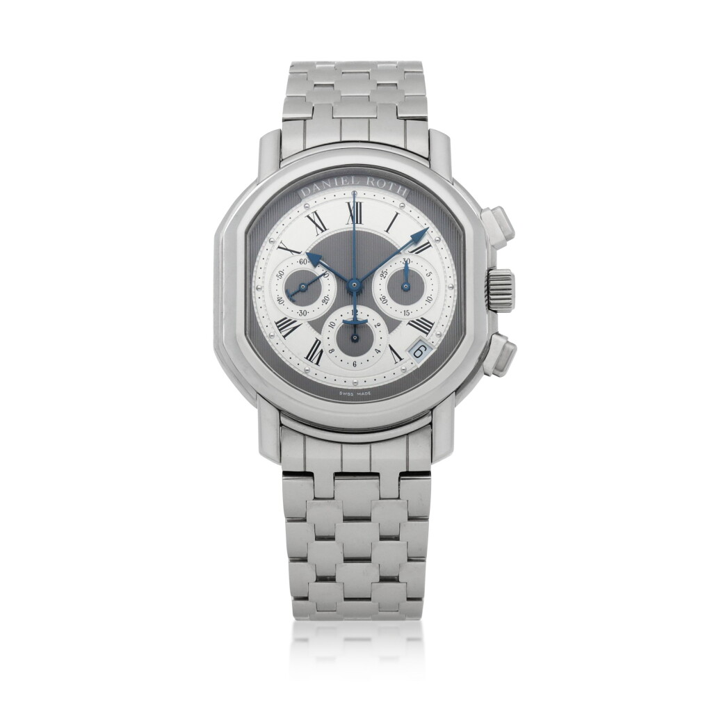 View full screen - View 1 of Lot 528. Ref. 247.X.10 Stainless steel chronograph wristwatch with date and bracelet Circa 2005 | Daniel Roth 247.X.10型號精鋼計時鍊帶腕錶備日期顯示,年份約2005.