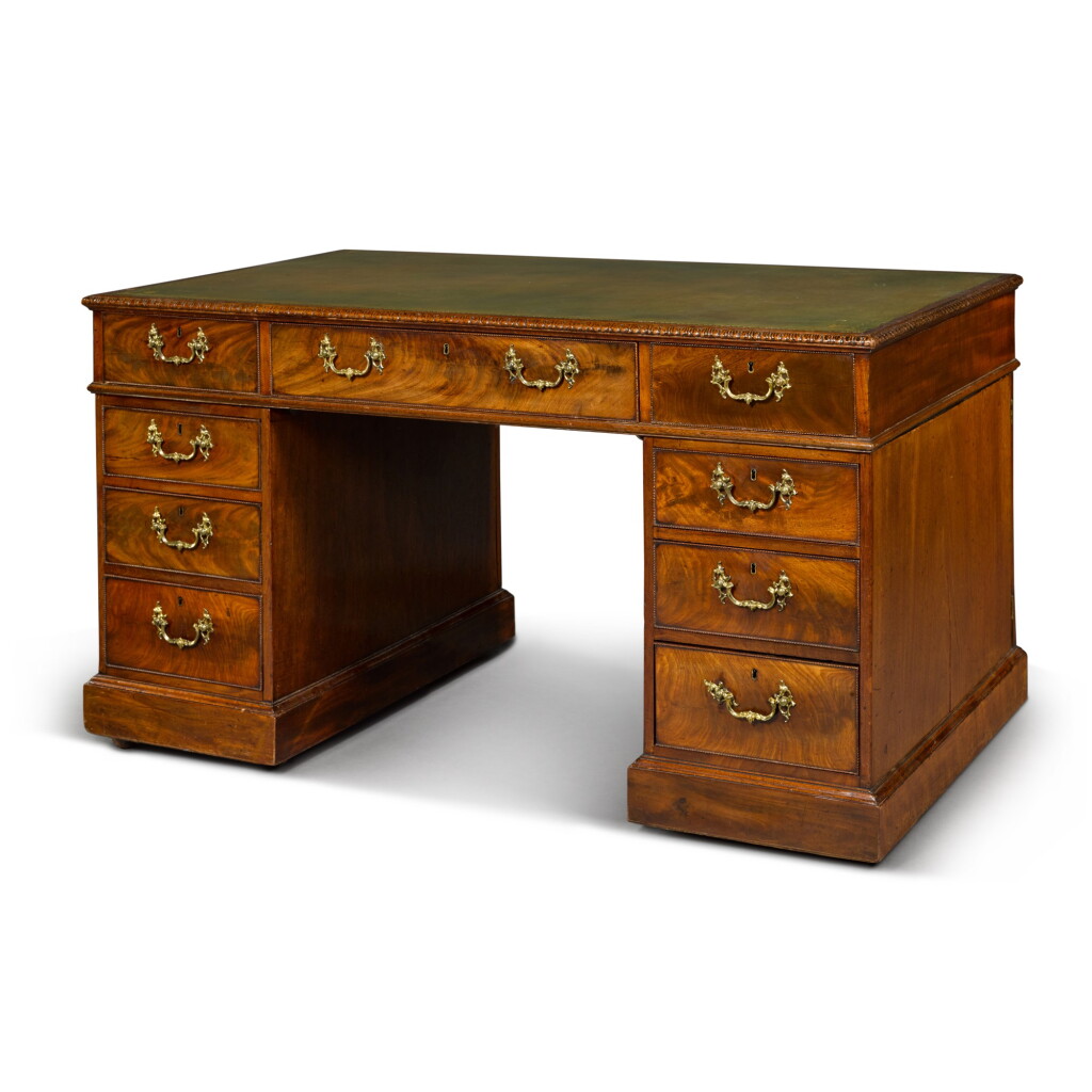 View full screen - View 1 of Lot 150. A George III mahogany pedestal desk, circa 1760.