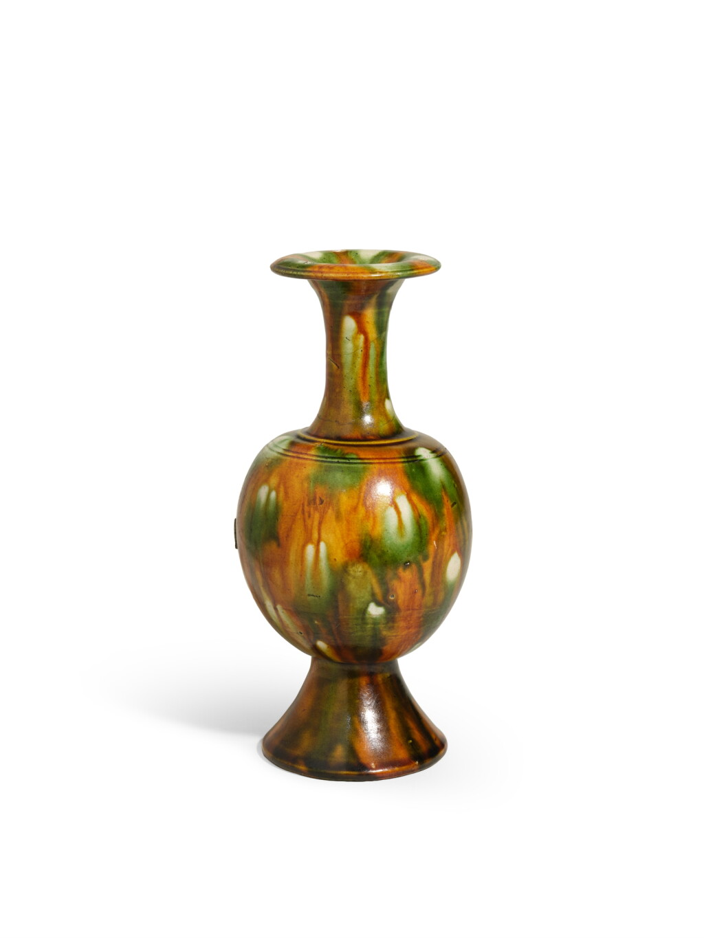 View full screen - View 1 of Lot 5117. A small sancai-glazed bottle vase, Tang dynasty | 唐 三彩撇口瓶.