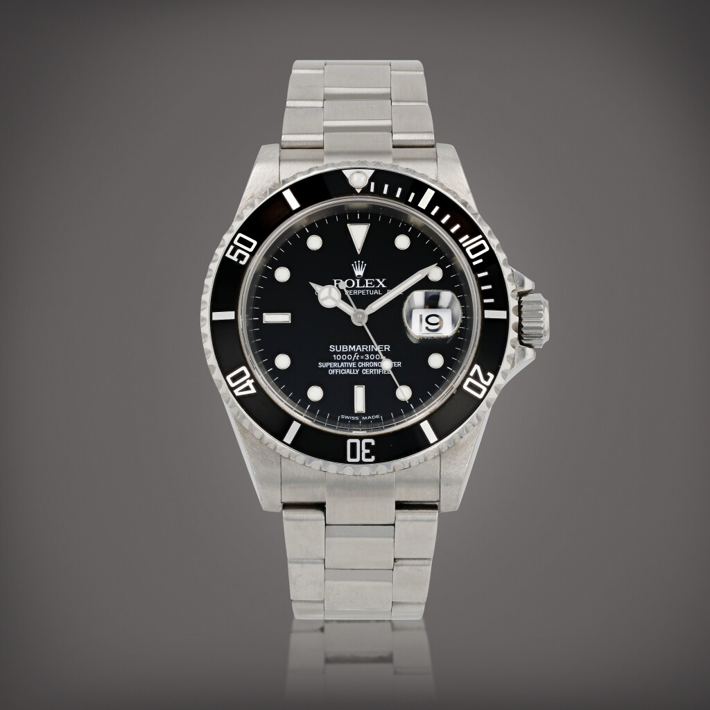 View full screen - View 1 of Lot 168. Submariner, reference 16610 Montre bracelet en acier avec date | Stainless steel wristwatch with date and bracelet Vers 2006 | Circa 2006.