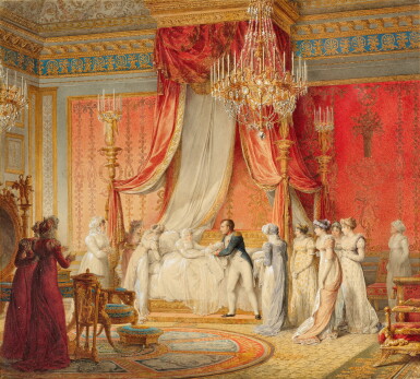 View full screen - View 1 of Lot 41. Napoléon Ier Presenting the Newborn King of Rome to Empress Marie Louise in Her Bedroom in the Palais des Tuileries.
