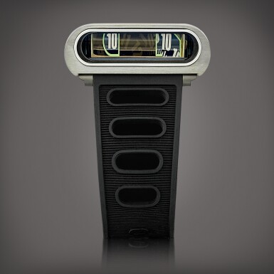 View full screen - View 1 of Lot 8615. HM5, Reference 55.ZL.B | A limited edition zirconium three-dimensional bi-directional jumping hours wristwatch with lateral time display, Circa 2013 | HM5 型號55.ZL.B | 限量版鋯金屬三維雙向跳時腕錶,備横向時間顯示,約2013年製.