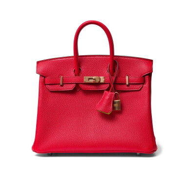 View full screen - View 1 of Lot 1008. Rouge de Coeur and Lime Chevre Birkin 25 HSS Rose Gold Hardware, 2021.