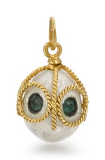 A Fabergé gold-mounted and guilloché enamel egg pendant, circa 1900