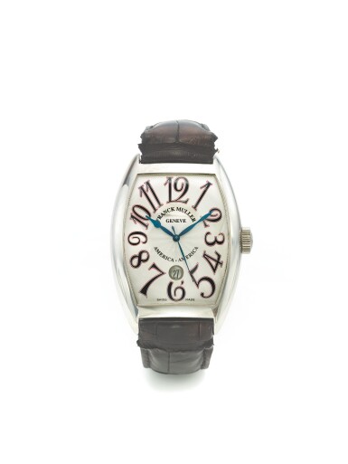 View full screen - View 1 of Lot 82. FRANCK MULLER | REF 8880 SC DT AMERICA-AMERICA, A LARGE LIMITED EDITION STAINLESS STEEL TONNEAU AUTOMATIC CENTER SECONDS WRISTWATCH WITH DATE CIRCA 2008.