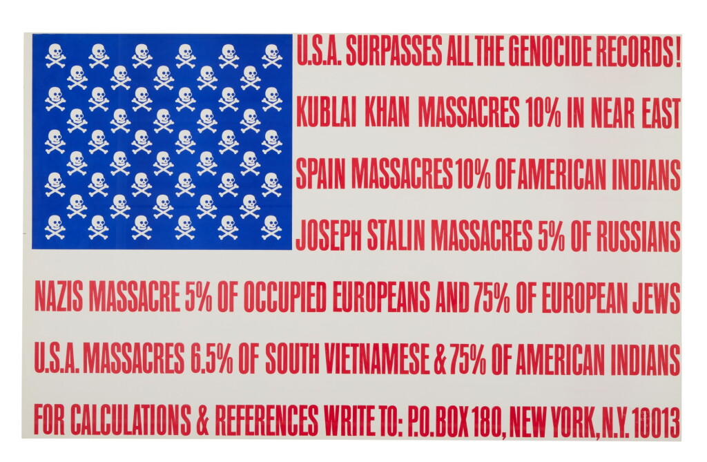 View full screen - View 1 of Lot 23. John Lennon and Yoko Ono | "U.S.A. Surpasses All the Genocide Records!" poster.