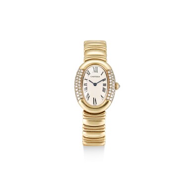 View full screen - View 1 of Lot 8223. CARTIER | BAIGNOIRE, REFERENCE 8057912 A YELLOW GOLD AND DIAMOND-SET WRISTWATCH, CIRCA 1990.