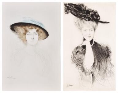 View full screen - View 1 of Lot 149. Le Chapeau à Plume; and Femme aux perles dans un chapeau aux plumes.