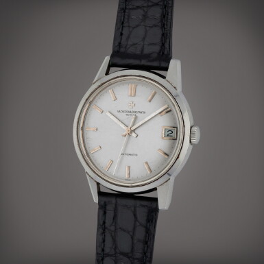 View full screen - View 1 of Lot 408. Reference 6562 | A stainless steel wristwatch with date | Circa 1970.