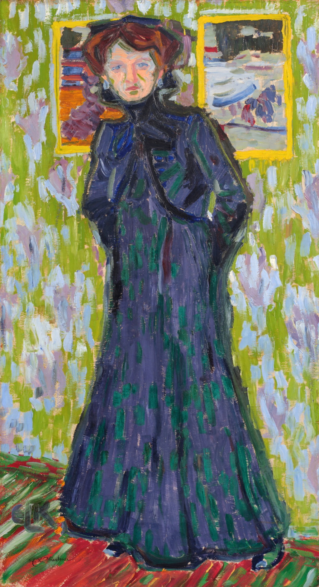 View full screen - View 1 of Lot 340. Doris stehend (Stehende Dame in schwarzem Kleid, Doris mit Halskrause) (Doris Standing (Standing Lady in a Black Dress, Doris with a Ruff)).