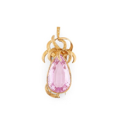 View full screen - View 1 of Lot 150. CLIP/PENDENTIF KUNZITE | KUNZITE CLIP-BROOCH/PENDANT.