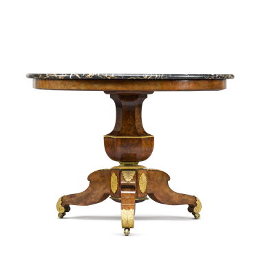 View full screen - View 1 of Lot 144. A Louis Philippe gilt-bronze mounted mahogany centre table, circa 1840.