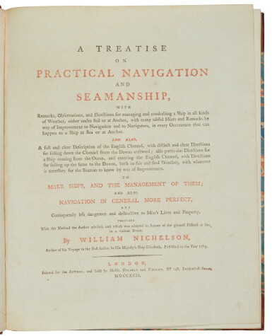 View full screen - View 1 of Lot 202. Nichelson, William | "A Treatise on Practical Navigation and Seamanship".