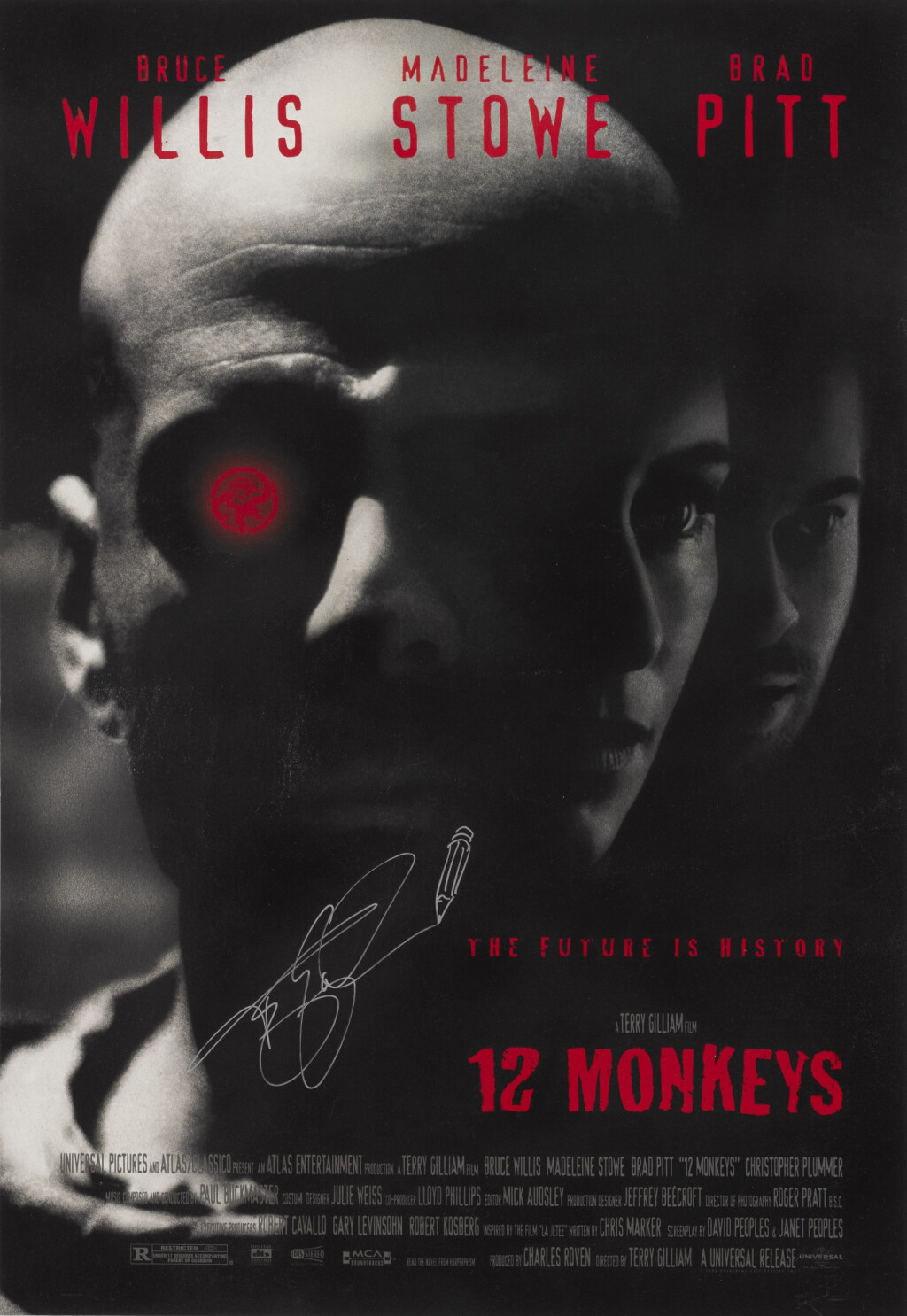 View full screen - View 1 of Lot 30. Twelve Monkeys (1995), poster, US, signed by Terry Gilliam.