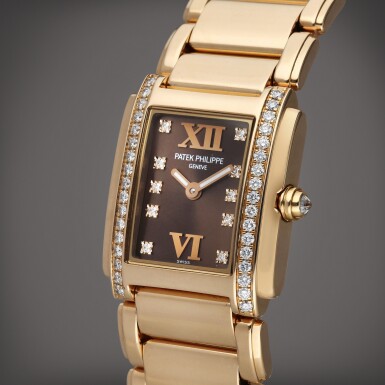 View full screen - View 1 of Lot 328. Reference 4908/11R-010 Twenty-4 | A pink gold and diamond-set wristwatch with bracelet, Circa 2020.