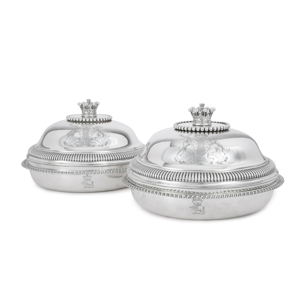 View full screen - View 1 of Lot 12. A Pair of George III Silver Vegetable Dishes and Covers, Paul Storr, London, 1805.
