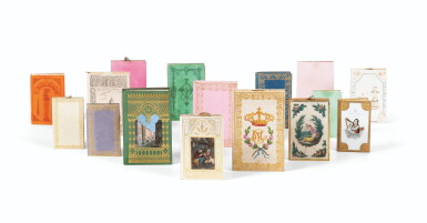 View full screen - View 1 of Lot 90. Charmante réunion de 16 ouvrages dont la diversité des reliures témoigne de l’engouement de l’époque romantique pour ces livres-objets.