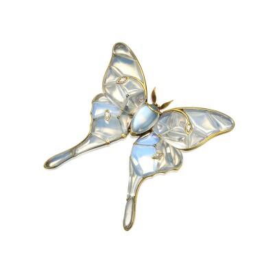 View full screen - View 1 of Lot 241. Moonstone and Diamond Brooch.